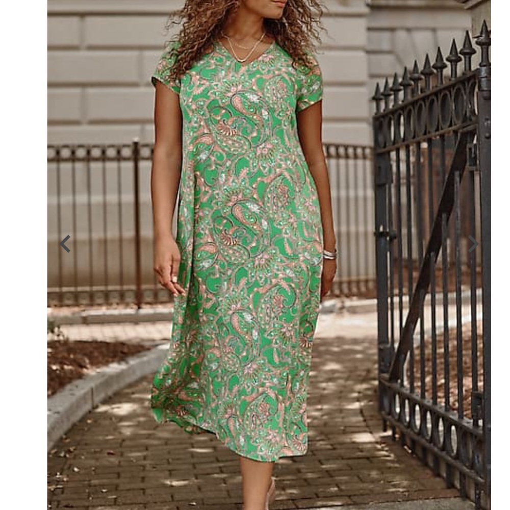 J. Jill Wearever Princess Seamed Midi Dress in Leaf Green - NEW - Size Small